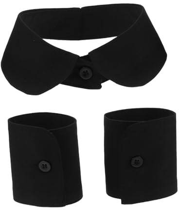 VERDANVERSE Ensemble Faux Cols Chemise et Fausses Manches Amovibles pour Femme Noir, Tissu Doux, Style Professionnel, Bureau et Cérémonie, Usage Toute Saison, Look Élégant, 1 Set