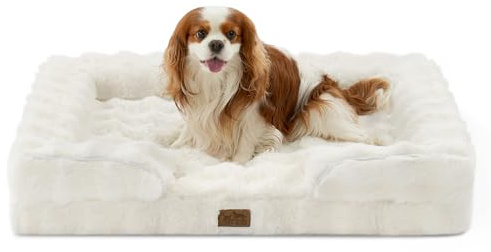 COZY KISS Orthopädisches Hundebett aus Kunstfell, Hundebett Grosse Hunde, Sofa mit Hochstützendem Schaumstoffpolster und Wasserdichtem Bezug, rutschfest, Weich, Warm, Waschbar, C-förmig Größe L