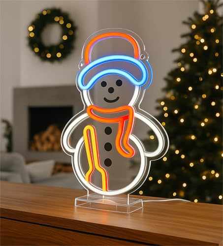 Xmas Haus Christmas Snowman LED Neon Lights with USB Festive, Safe, Easy to Use, Perfect for Home Décor