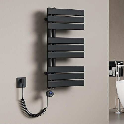 Mai & Mai Radiatore da Bagno 76x40cm con Elemento Riscaldante 600W | Radiatore Scaldasalviette Termoarredo da Bagno Scalda Portasciugamani da Parete e Pavimento in Acciaio, Antracite FN