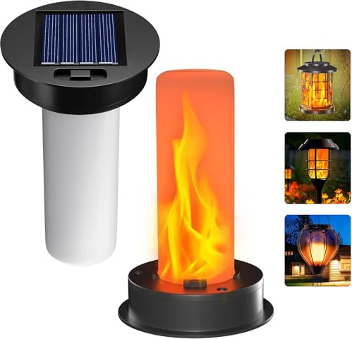 2 Stück Solarleuchten Ersatz Top,8.5cm Solar Ersatzdeckel Solarpanel Hängende,Solarleuchten Ersatz für Außenlaternen mit Flamme Effekt,Garten Solarleuchten Ersatzteile für Außen Garten Terrasse