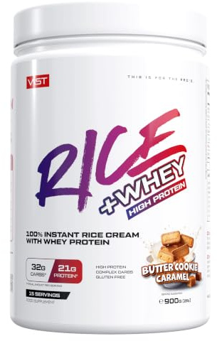 VAST RICE+WHEY Butter Cookie Caramel – 900 g – Instant Reispudding mit Whey Protein – Hoher Proteingehalt – Komplexe Kohlenhydrate aus Reis – Cremig & sättigend – Ideal nach dem Training