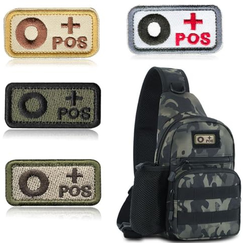 PYRUVAE 4 Stücks Blutgruppe Patch, Taktisches Rubber Patch Blutgruppe 0+ als Ausrüstung für Bundeswehr, Polizei, Feuerwehr und Militär - PVC Rubber Klett Patch 5cm x 2.5cm
