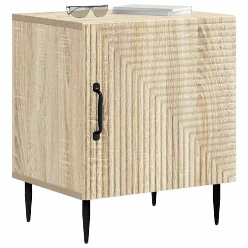 vidaXL Nachttisch Sonoma-Eiche 43 x 34,5 x 50 cm Holzwerkstoff, Vintage Nachttisch, rechteckiger Stauraum, kompakter Beistelltisch, Elegantes Schlafzimmermöbel, praktischer Organizer