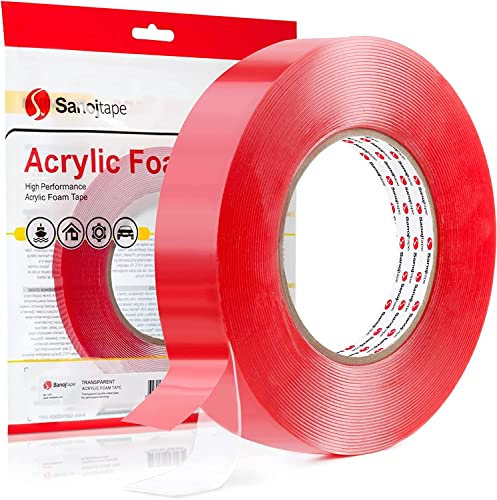 Sanojtape Cinta Doble Cara Extrafuerte Transparente Adhesiva 19mm x 10m Adhesivos para Pared Automóviles Alfombra LED Nano Número de Placa Tape