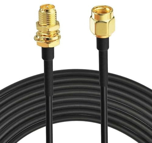 CABLEPELADO Cable de antena extensión de RP-SMA macho a hembra, Cable de antena wifi de baja pérdida, Cable Coaxial Extensión Antena WiFi, Cable Tarjeta de Red wifi, Negro, 2 Metros