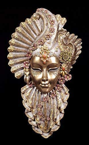 Figuren Shop GmbH Venezianische Maske Charm Flower | Veronese Wand Deko Bronze-Optik Karneval Venedig