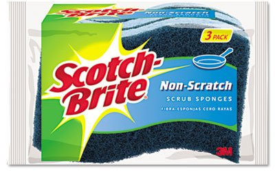 Scotch-Brite antiarañazos multiusos Scrub Esponja, 4 2/5 x 2 3/5, Azul, 3/Unidades