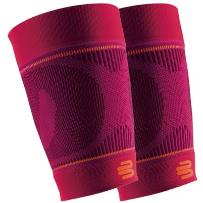 BAUERFEIND, 1 Paar Sport Kompressions-Oberschenkelbandagen, Unisex, Rechts und links tragbar, Für Ball- und Ausdauersportarten, Stärkung der Muskulatur, Gr. S lang, Pink, 29345729500031