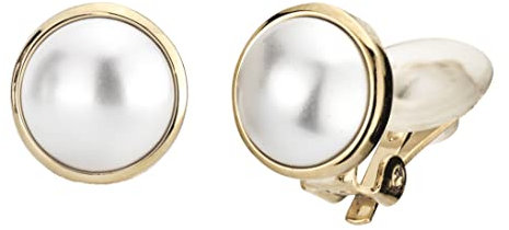 Traveller Boucles d'oreille clip avec une Perle blanche 10mm 22ct dorées 113364