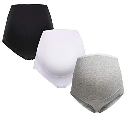 Herzmutter - Culotte Maternité Coton - Slip Femme Enceinte - sous-vêtements Maternité - Culotte de Grossesse - OekoTex100 - Lot de 3-5130 (M, Noir/Blanc/Gris)
