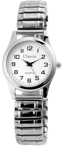 Classix Damen-Uhr Edelstahl Zugband Zugarmband Analog Quarz Armbanduhr 1700009