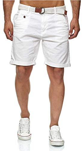 Kurze Hosen Herren mit Gürtel - Conor - Cargo Shorts Herren aus Baumwolle - Sommer Freizeithose mit Taschen - Sportlich eleganter Look - Regular Fit - Bequemes Material mit Stretch - Offwhite - XL