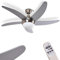Ventilatore da soffitto Morino in metallo/legno/vetro in nichel opaco/argento, lampada con ventilatore incl. telecomando commutabile in 3 fasi, adatto per l'estate e l'inverno, senza lampadina/e