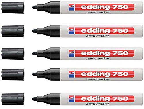 Edding 750 Lot de 5 marqueurs de peinture ronds Noir 2-4 mm