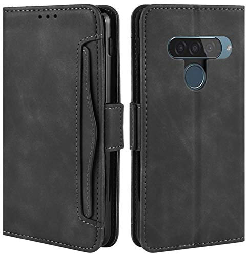 HualuBro Handyhülle für LG G8S ThinQ Hülle Leder, Flip Case Cover Stoßfest Klapphülle Handytasche Schutzhülle für LG G8S ThinQ Tasche (Schwarz)