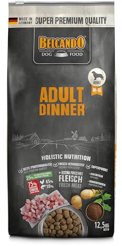 BELCANDO Adult Dinner [12,5 kg] Hundefutter | Trockenfutter für Hunde | Alleinfuttermittel für ausgewachsene Hunde Aller Rassen ab 1 Jahr