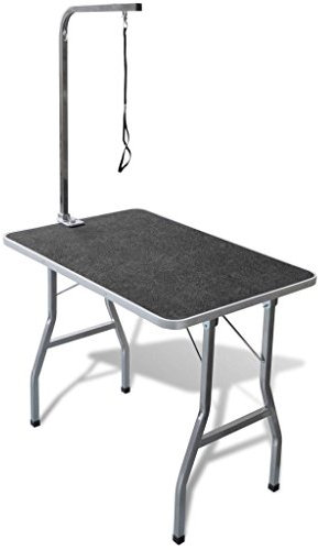 Tidyard Verstellbare Trimmtisch Tierpflegetisch Pflegetisch 91,5 x 61,5 x 156 cm Mit verstellbaren Schlaufe & Rollen für leichten Transportm,Schertisch Faltbar für einfache Lagerung,bis 50 kg