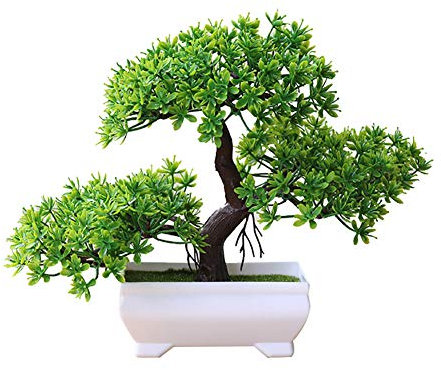 Livecitys Pin Bonsai Simulation Artificielle Plante en Pot Ornement Décor à La Maison pour Le Bureau Vert