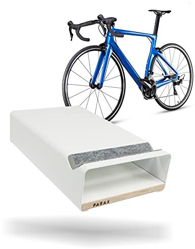 PARAX Fahrradhalter - Wandhalterung für Fahrrad - Indoor Fahrrad Aufbewahrung - Fahrrad Aufhängung aus Aluminium & Holz - Fahrradträger Weiß - L