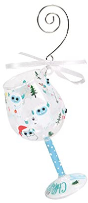 Enesco Designs by Lolita is it Christmas Yeti Miniature Wine Glass Hanging Ornament, 4.13 Inch, Multicolor