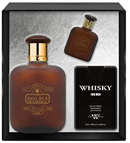 EVAFLORPARIS DOUBLE WHISKY Gift Box Eau de Toilette 100 ml + Miniature 7.5 ml + Travel Perfume 20 ml Set Perfume Spray Men Perfume, 520 g