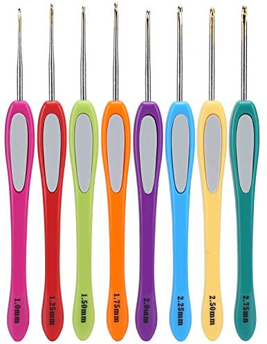 Häkelnadelset, 8-tlg. Bunter Griff Aluminium Häkelnadeln Pullover Webwerkzeuge 1 mm 1,25 mm 1,5 mm 1,75 mm 2 mm 2,25 mm 2,5 mm 2,75 mm