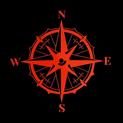 Erreinge Autocollant Prespaced rouge fluorescent 30cm - Compass Rose Dei Venti Bateau Sea - décalque de vinyle autocollant Decal mural pour ordinateur portable Auto Moto Casque Camper
