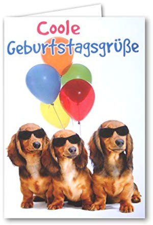 XXL Geburtstagskarte DIN A4 Motiv Dackel (Hund) mit Ballons inklusive Umschlag in Weiß - 29,7 x 21 cm - Klappkarte mit viel Platz zum Beschreiben