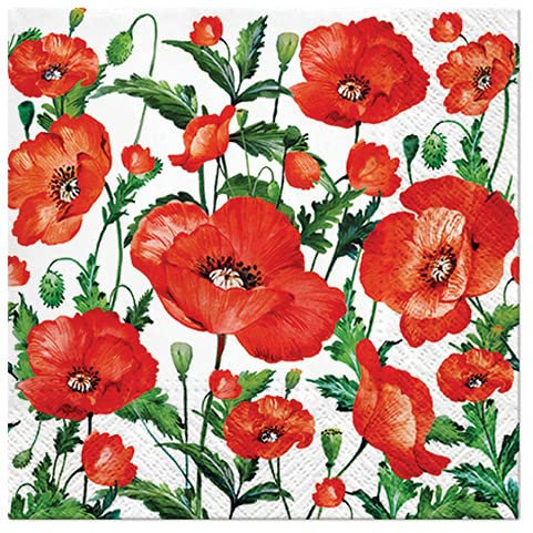 20 Servietten Zeit der Mohnblumen | Blumen | Sommer | Tischdeko 33x33cm