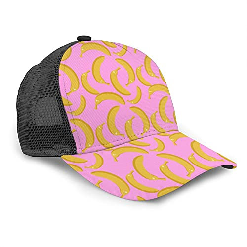 Oaieltj Unisex Baseball Cap Damen Herren Klassische Baseball Cap Verstellbare Snapback Mesh Trucker Hut Sonnenhut, Obst Banana Party, One size
