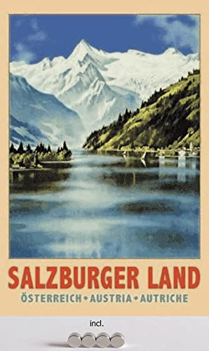 Generisch Tin Sign Retro Blechschild 20x30 cm historisches Plakat Österreich Austria Salzburger Land Berge See Inklusive 4 Starke Magnete Bar Kneipe Wand Deko Sammler Geschenk