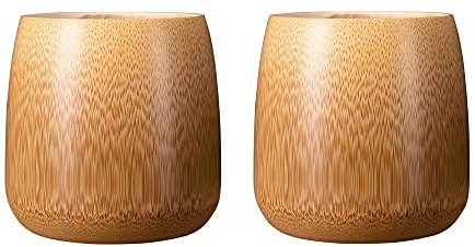2 Pack Nature Bamboo Mug, Handmade Wooden Beer Cup, Portable Drinking Cup for Tea Water Beer Miik 100~150ml