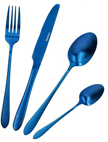 HOMLA Abele Set di Posate Blu Navy Opaco 16 Pezzi.