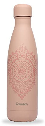 Qwetch - Bouteille Isotherme Albertine Rose 500ml - Gourde Nomade Inox - 24h Froid et 12h Chaud - Etanche, Sans BPA & Réutilisable - Gourde isotherme pour Sport, Voyage, Bureau, Randonnée