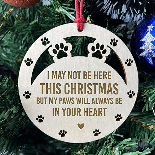 Red Ocean Wooden Dog Cat Pet Memorial Christmas Tree Decoration Bauble Engraved Gift Keepsake