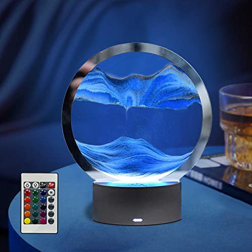 LZH FILTER Lampe de Table Liquide d'art Créatif de Sable Mobile 3D, Veilleuse de Peinture de Sable À Changement de Couleur RVB, Lampe 3D Hourglass Deep Sea Quicksand, pour Décoration de Bureau