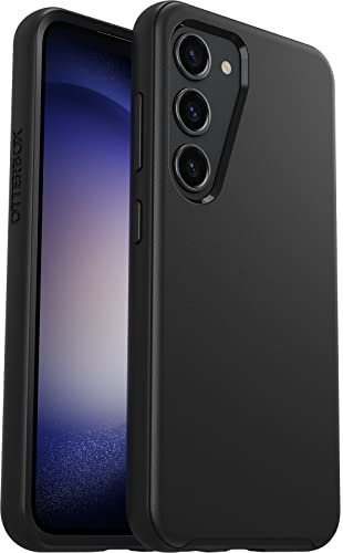 OtterBox Symmetry Hülle für Samsung Galaxy S23, sturzsicher, schützende dünne Hülle, 3X getestet nach Militärstandard, antimikrobieller Schutz, Schwarz