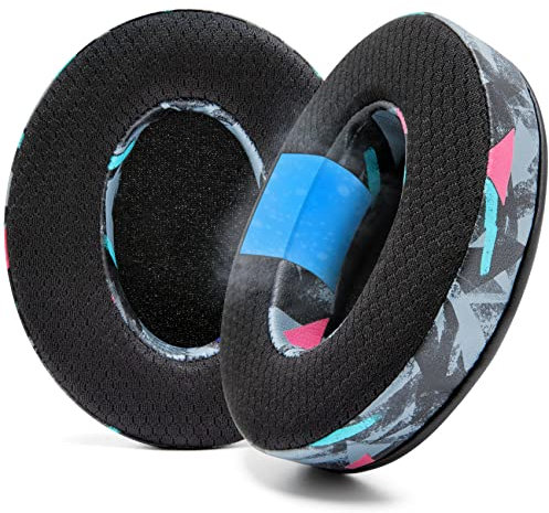 WC Freeze Hybrid Fabric Cooling Gel Ersatz-Ohrpolster – kompatibel mit HyperX Cloud, Steelseries Arctis, ATH M50X, Turtle Beach Stealth und mehr – bequem und länger kühl | 90s Black