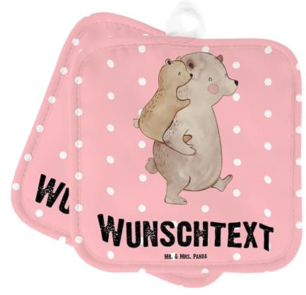 Mr. & Mrs. Panda Personalisierte Topflappen Papa Bär - Personalisierte Geschenke, Topflappen mit Namen, Personalisierter Ofenhandschuh,