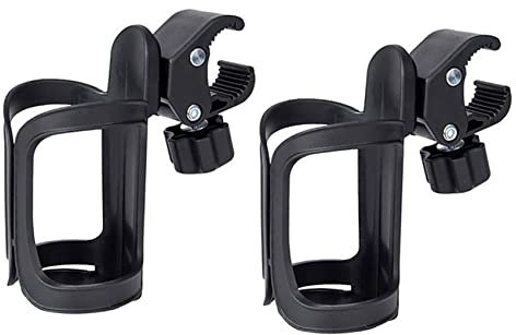 Ctwezoikmt 2X Fahrrad Becher Halter Kinder Wagen Flaschen Halter Universal 360 Grad Drehung Anti Rutsch Tasse Getränke Halter für Kinder Wagen Kinder Wagen Fahrrad Rollstuhl Walker Motorrad