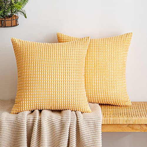 EMEMA Kordsamt Kissenbezug Granulat Dekorative Sofakissen Dekokissen Kissenbezüge Couchkissen Kissenhülle Weich Kissen Bezug Zierkissen für Sofa Couch Wohnzimmer 2er Set 40x40 cm Champagner