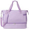 BOSTANTEN Duffel Bag Damen, Faltbare Reisetasche Canvas Sporttasche mit Schuhfach Weekender Tasche Groß Handgepäck Umhängetasche Lila