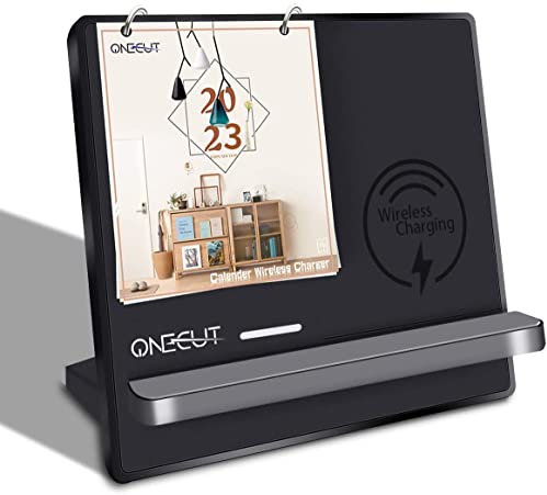 Wireless Charger Stand with Built-in Calendar - Keep Your iPhone & Galaxy Phone Fast Charged and Stay Organized with Our Multi-Functional Charging Station 2023-2024 (Black)