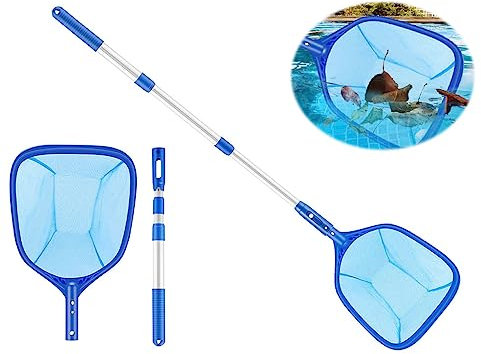 Hitopin Red de Limpieza de Piscinas, Red de Piscina, Red de Malla Fina para Piscina, Skimmer Piscinas con Barra Telescópica, para Limpieza Piscinas, Bañeras, Fuente, Pecera