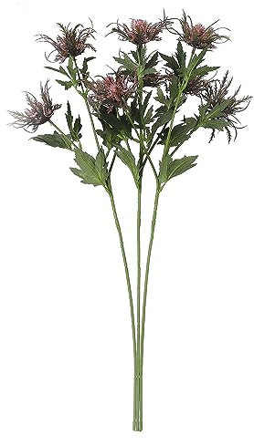 3 Stück Künstliche Distel-Blumenzweige, Künstliche Distel-Blumenstrauß-Simulation, Seestechpalmen-Pflanzenstiel für Hochzeit, Party, Zuhause, Büro, Fotografie, Requisiten, Dekoration(Lila)