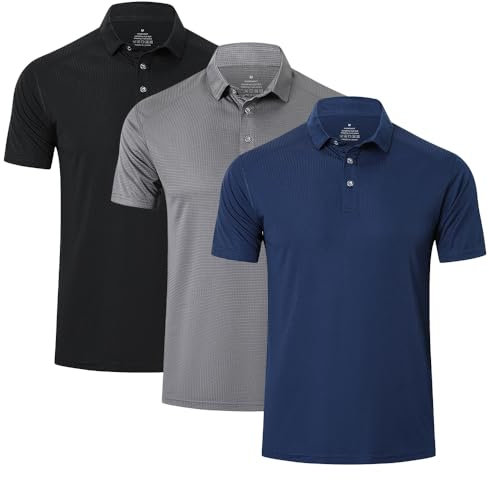 HUAKANG 3 Pack Mens Polo Shirts Short Sleeve Breathable Quick Dry Golf Top Running Sports Tee Top Gym Workout Polo T Shirts-C0506-Navy-XL
