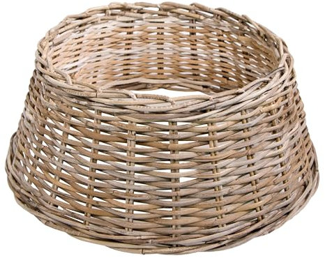 mgc24 Weihnachtsbaumring Rattan, handgefertigter Weihnachtsbaumrock aus Naturgeflecht, Hülle für Weihnachtsbaumständer, Ø 60 x 26 cm, grau-braun