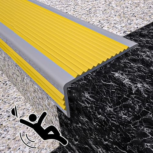 Forme En L Profilé De Protection D'angle Nez De Marche Antidérapeant Imperméable Nez De Marche Profil D’Angle Aluminium D'escalier-Protection Pour Bords D'escalier Extérieurs/Intérieurs (Color : Brig