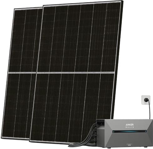 Solarway® All In One Balkonkraftwerk mit Speicher 880W komplett Steckdose - 1,6 kWh Anker Solix 2 PRO Speicher - Solaranlage Komplettset - 440W bifaziale Solarmodule & Anker Speicher & Zubehör